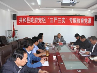 共和县政府党组召开“三严三实”专题教育党课报告会
